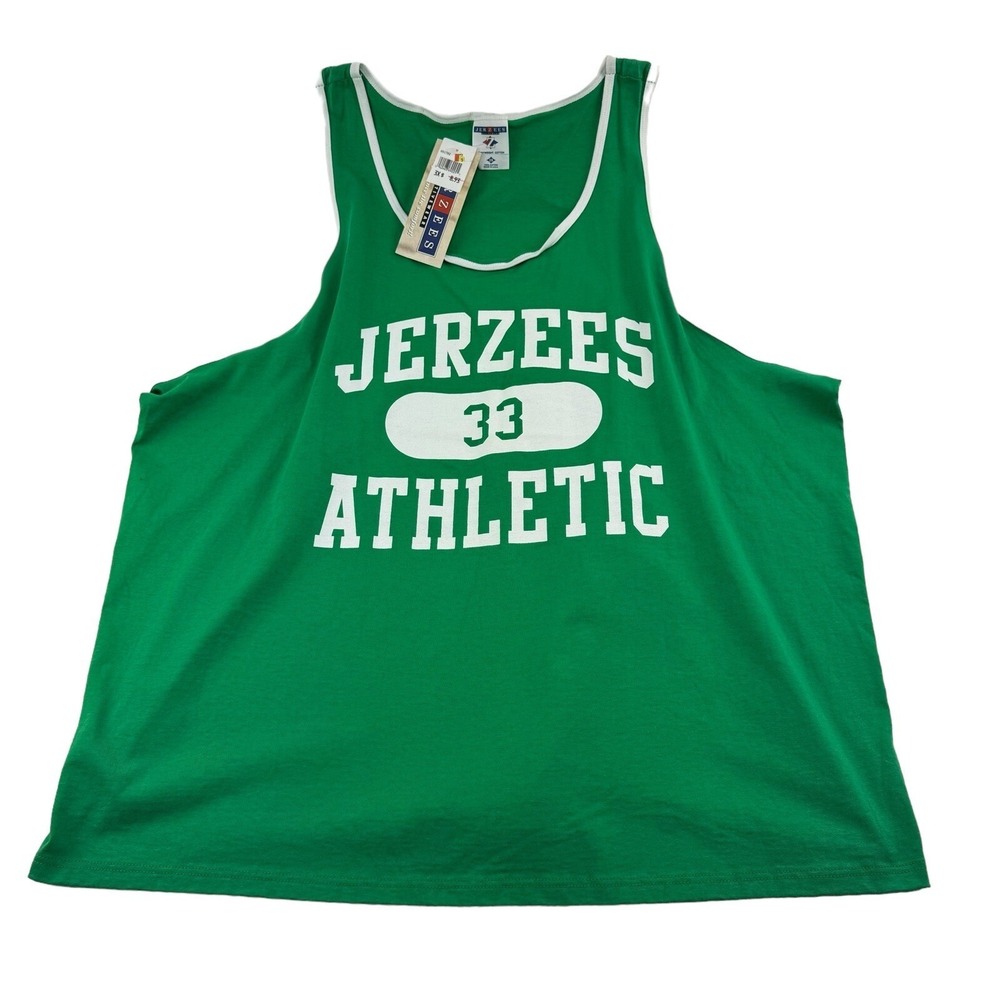 NWT VTG DS Jerzees Athletics Green Cotton Tank Top Made‎ in USA Mens Size 3XL